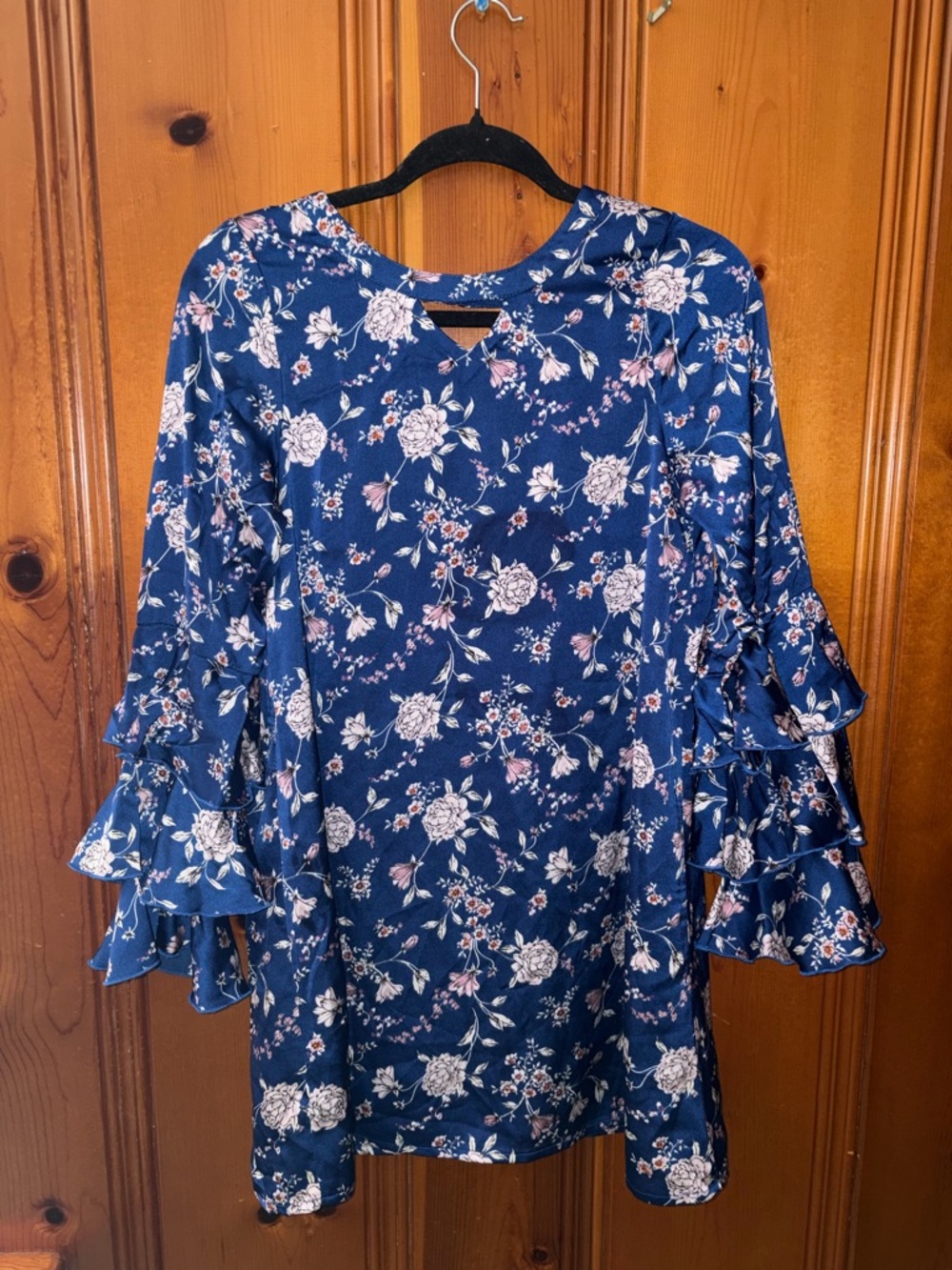 Sara Sara Truly Me Blue Floral Tie-Front Top